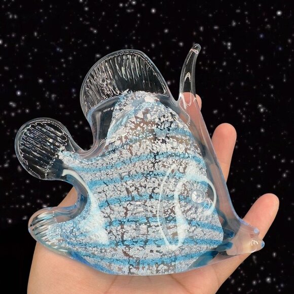 Marcolin Art Glass Crystal Fish Made in Sweden Pure Silver Signed Paperweight - Picture 11 of 16